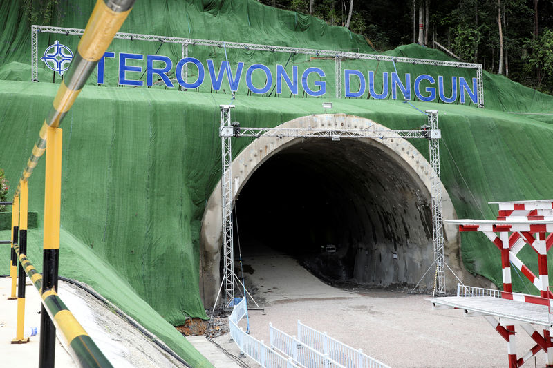 © Reuters. A general view of tunnel constructions site of the ECRL project in Dungun
