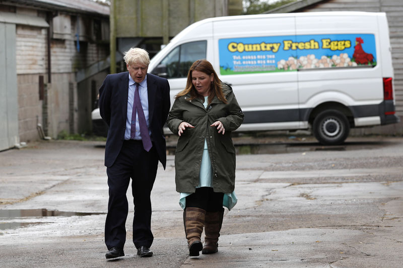 © Reuters. Britain's PM Johnson visits Shervington Farm, St Brides Wentlooge near Newport
