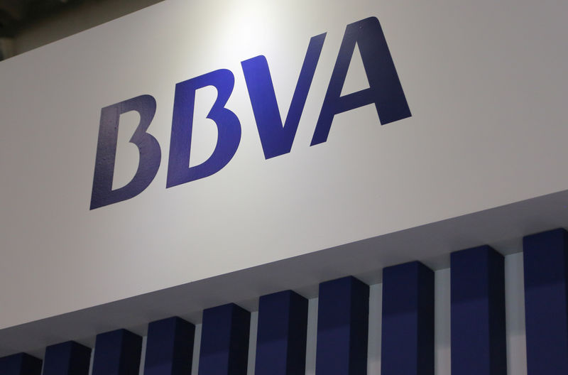 © Reuters. El logotipo de Banco Bilbao Vizcaya Argentaria, S.A. (BBVA) en la conferencia bancaria y financiera de SIBOS en Toronto, Ontario, Canadá, el 19 de octubre de 2017