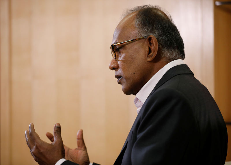 © Reuters. Singapore's Law Minister K. Shanmugam speaks to Reuters in Singapore