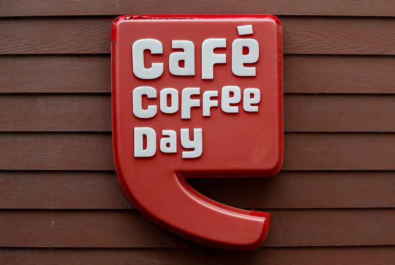 © Reuters. The logo of Cafe Coffee Day is pictured at one of its outlets in Kolkata