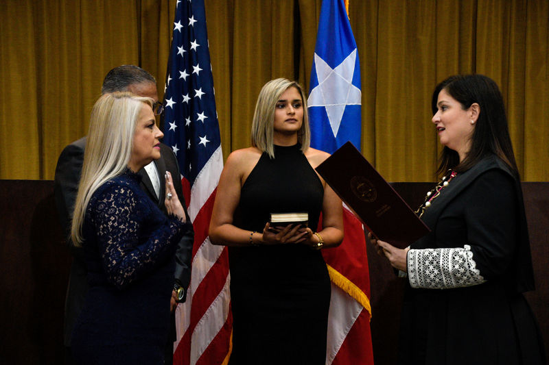© Reuters. Wanda Vazquez, former Secretary of Justice, is sworn in as Governor of Puerto Rico in San Juan