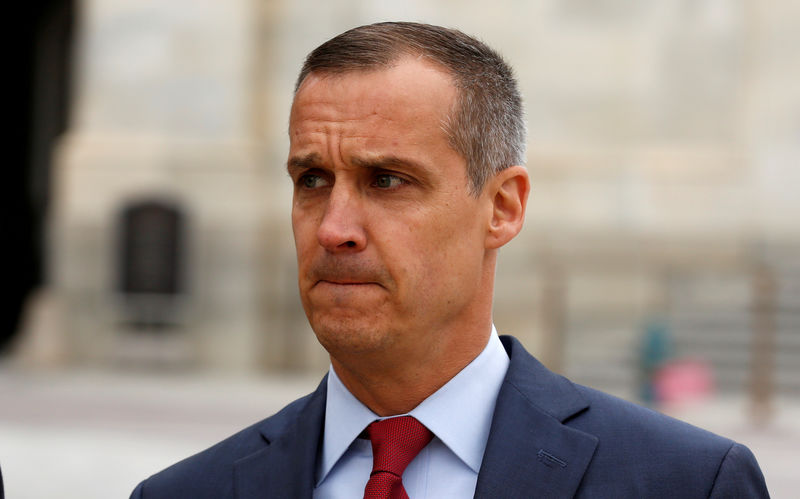 © Reuters. FILE PHOTO: Former Trump campaign manager Corey Lewandowski departs after appearing before the House Intelligence Committee on Capitol Hill in Washington