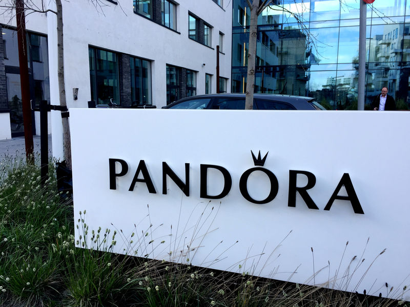 © Reuters. A Pandora sign is seen at the company's headquarters in Copenhagen