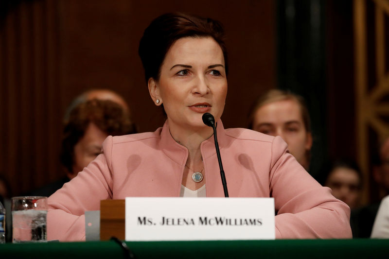 © Reuters. FILE PHOTO: Jelena McWilliams, chairman of the Federal Deposit Insurance Corporation, on Capitol Hill in Washington