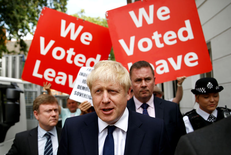 © Reuters. FILE PHOTO: Boris Johnson leaves his office in London