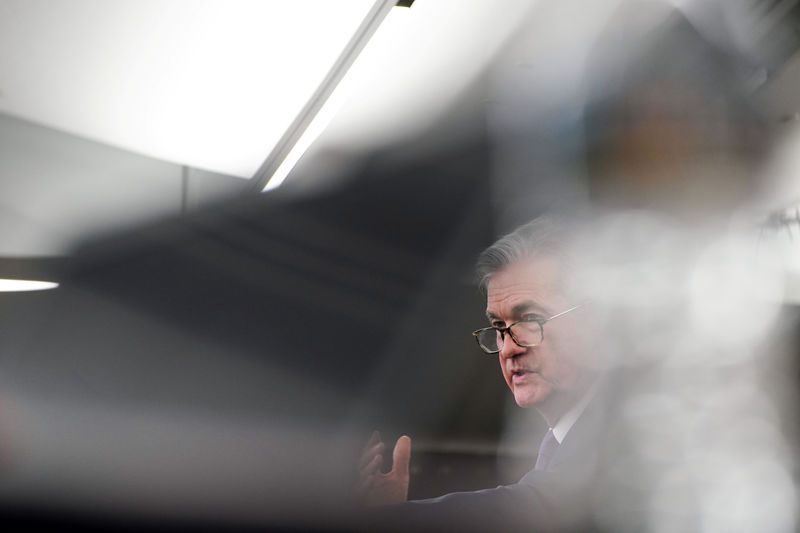 © Reuters. Jerome Powell, Presidente della Federal Reserve, durante un meeting a Washington