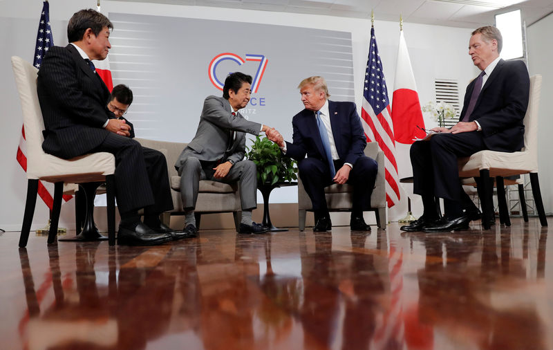 Trump, Abe agree on principles of trade deal at G7