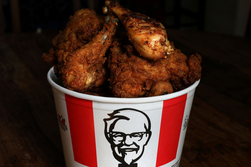 © Reuters. A Kentucky Fried Chicken (KFC) bucket of mixed fried and grilled chicken is seen in this picture illustration