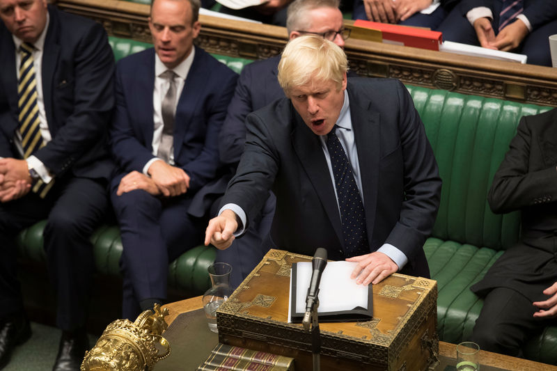 © Reuters. Britain's Prime Minister Boris Johnson speaks in the House of Commons in London, Britain