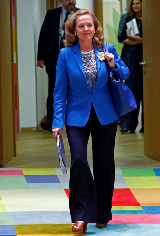 © Reuters. La ministra de Economía de España, Nadia Calvino, llega a la reunión de ministros de Economía de la zona euro en Bruselas, Bélgica, el 8 de julio de 2019