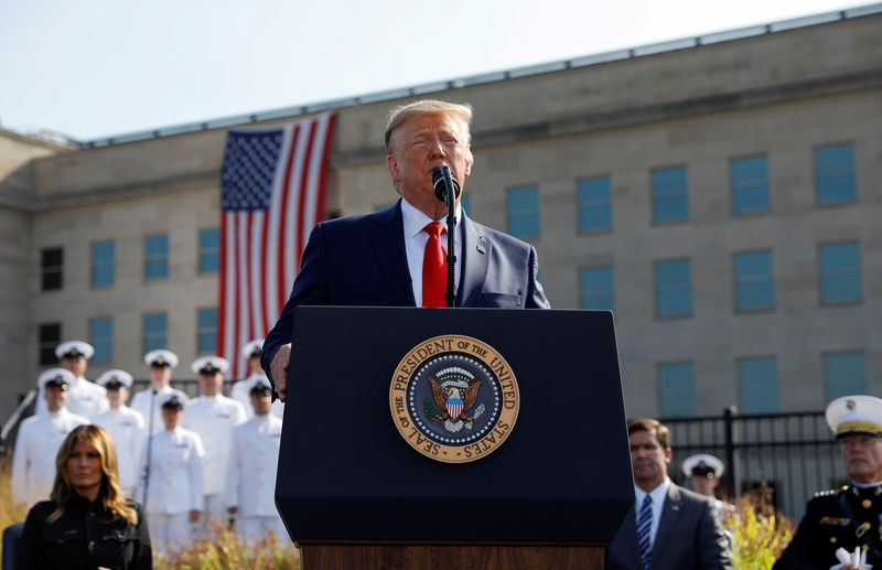 © Reuters. FILE PHOTO: U.S. President Trump attends Pentagon ceremony to mark the 18th anniversary of September 11 attacks in Washington