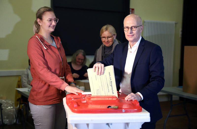 Germany's SPD biggest party in Hamburg state vote, Merkel's party third