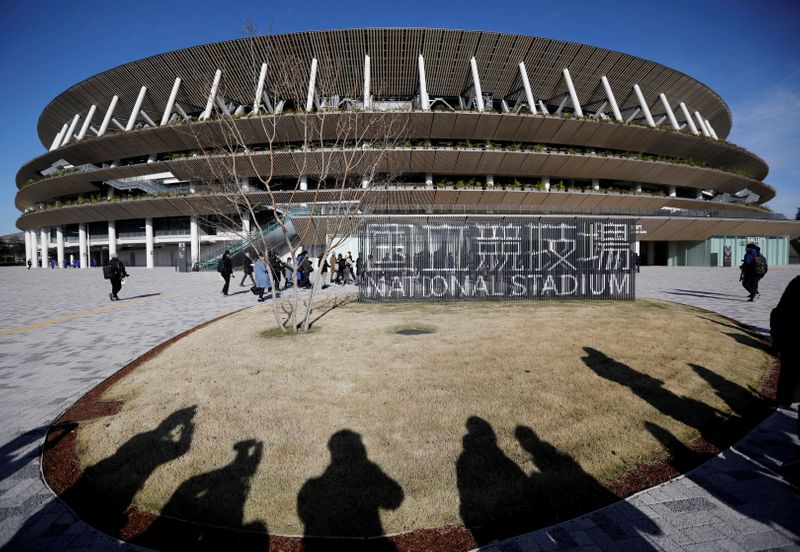 © Reuters. FILE PHOTO: General view of the new National Stadium, the main stadium for the Tokyo 2020 Olympics and Paralympics.