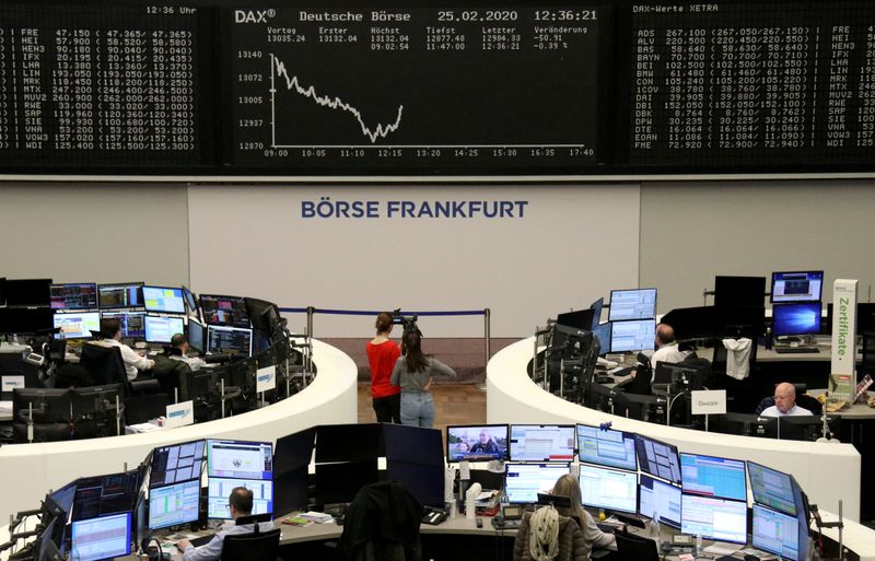 © Reuters. The German share price index DAX graph is pictured at the stock exchange in Frankfurt