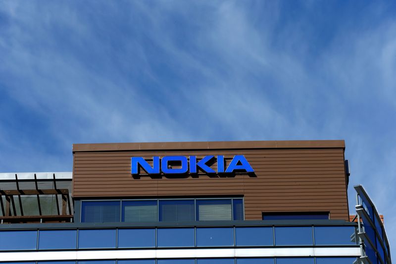 © Reuters. ustechA Nokia logo is seen at company's headquarters in Espoo