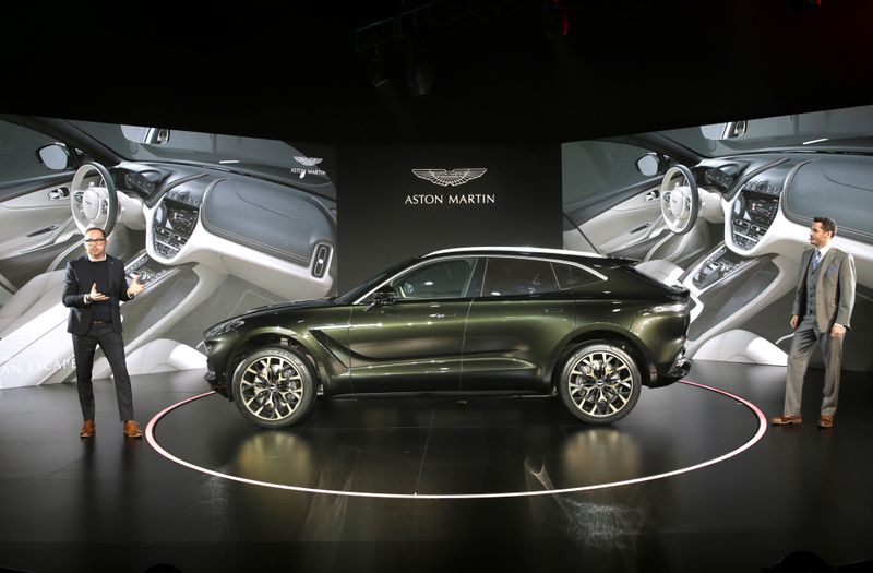 © Reuters. Aston Martin DBX, the company's first sport utility vehicle, is displayed at its global launch ceremony in Beijing