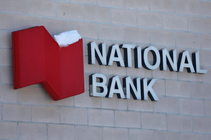© Reuters. The National Bank of Canada logo is seen outside of a branch in Ottawa