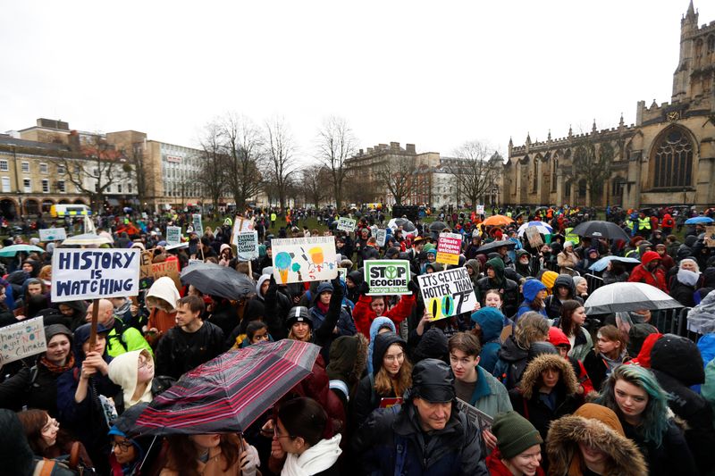 © Reuters. Youth climate protest in Bristol