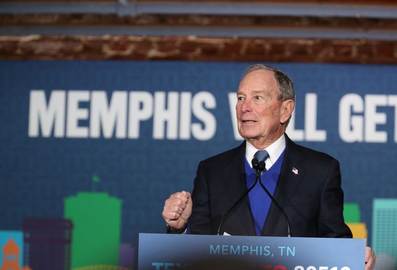 © Reuters. U.S. Democratic presidential candidate Bloomberg appears at campaign event in Memphis