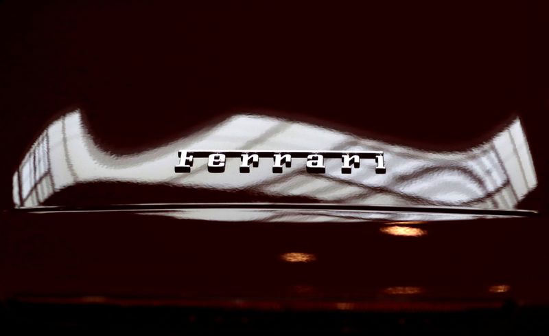 &copy; Reuters. The logo of Ferrari is seen on a car during the Prague Autoshow in Prague