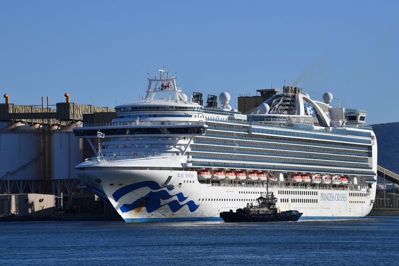 &copy; Reuters. The Ruby Princess cruise ship docks with crew only onboard at Port Kembla in Wollongong