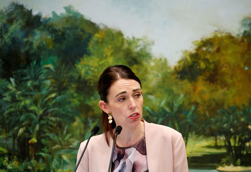 © Reuters. New Zealand's Prime Minister Jacinda Ardern speaks at the Istana in Singapore