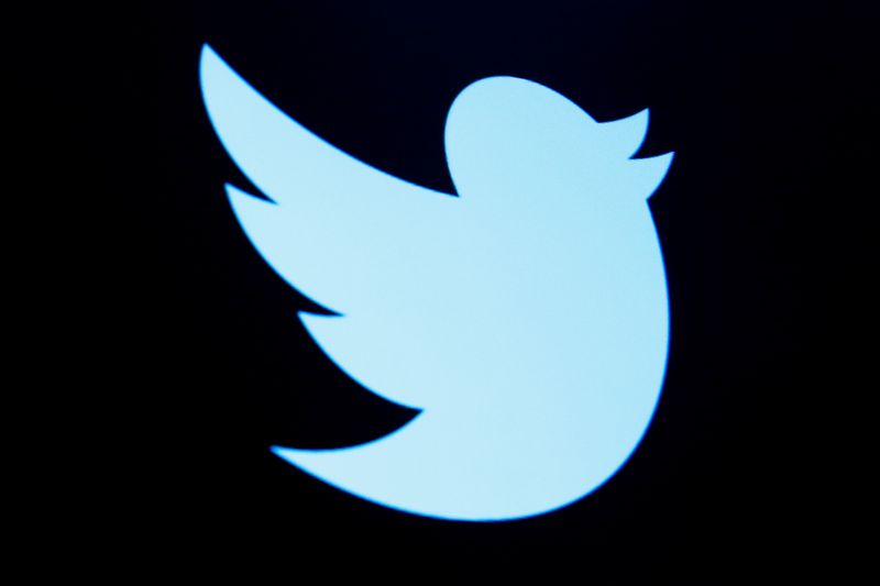 &copy; Reuters. The Twitter logo is displayed on a screen on the floor of the NYSE