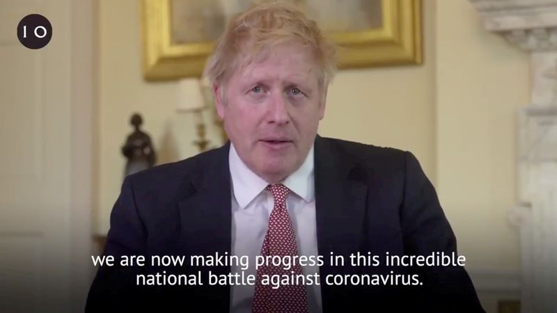 © Reuters. British Prime Minister Boris Johnson delivers a speech to British citizens after being discharged from hospital, in London