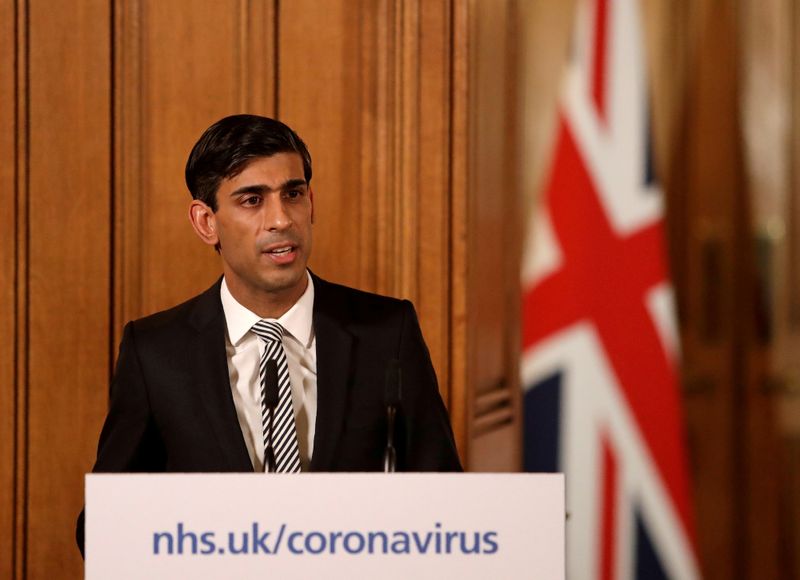 &copy; Reuters. FILE PHOTO: Chancellor of the Exchequer Rishi Sunak speaks during a news conference on the ongoing situation with the coronavirus disease (COVID-19) in London