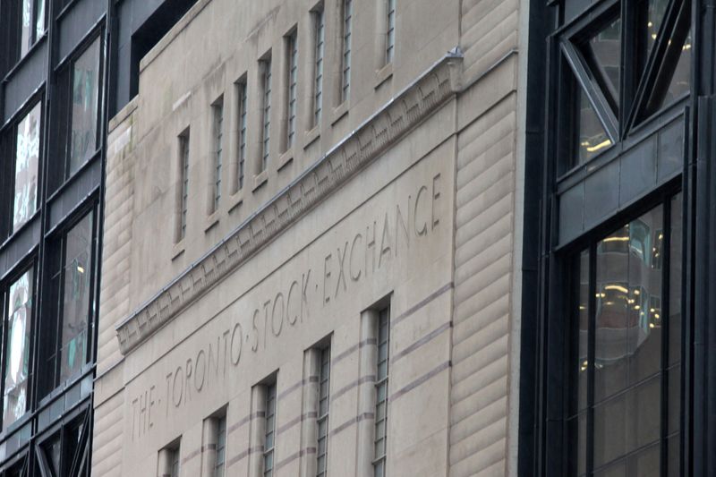 &copy; Reuters. FILE PHOTO: The facade of the original Toronto Stock Exchange building is seen in Toronto