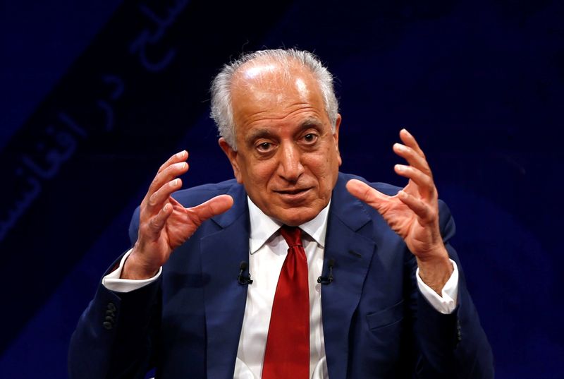 &copy; Reuters. U.S. envoy for peace in Afghanistan Zalmay Khalilzad speaks during a debate at Tolo TV channel in Kabul