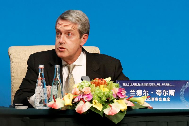 &copy; Reuters. FILE PHOTO:  FSB Chairman Randal Quarles speaks at a news conference following the &quot;1+6&quot; Roundtable meeting at the Diaoyutai state guesthouse in Beijing