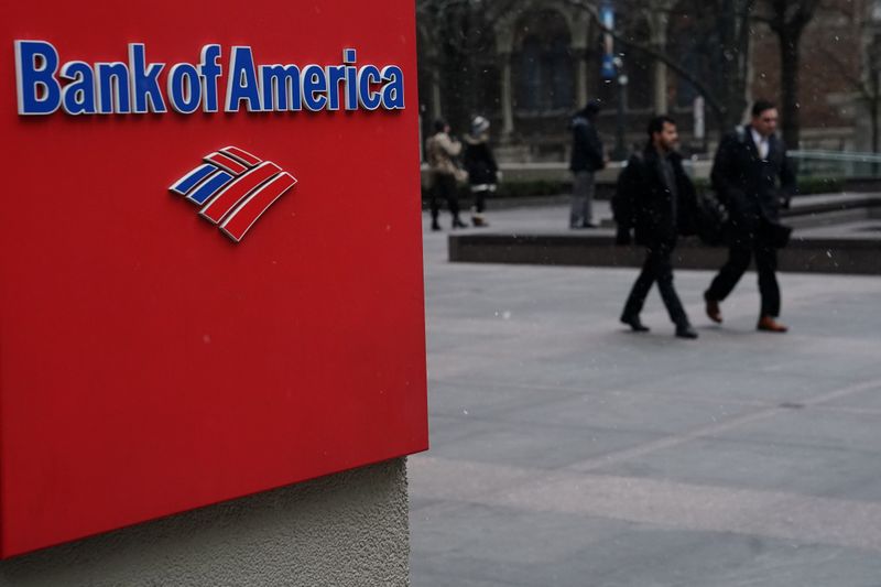 &copy; Reuters. Логотип Bank of America в Нью-Йорке