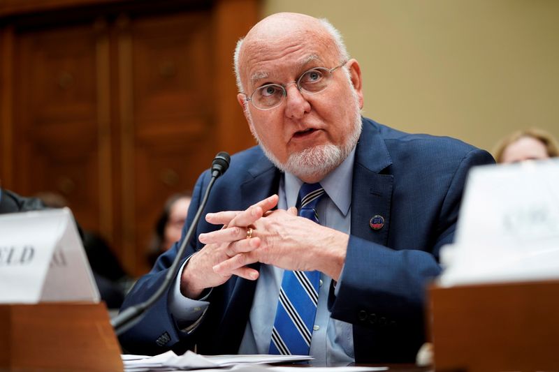 &copy; Reuters. FILE PHOTO: Dr. Robert Redfield testifies about coronavirus preparedness and response in Washington