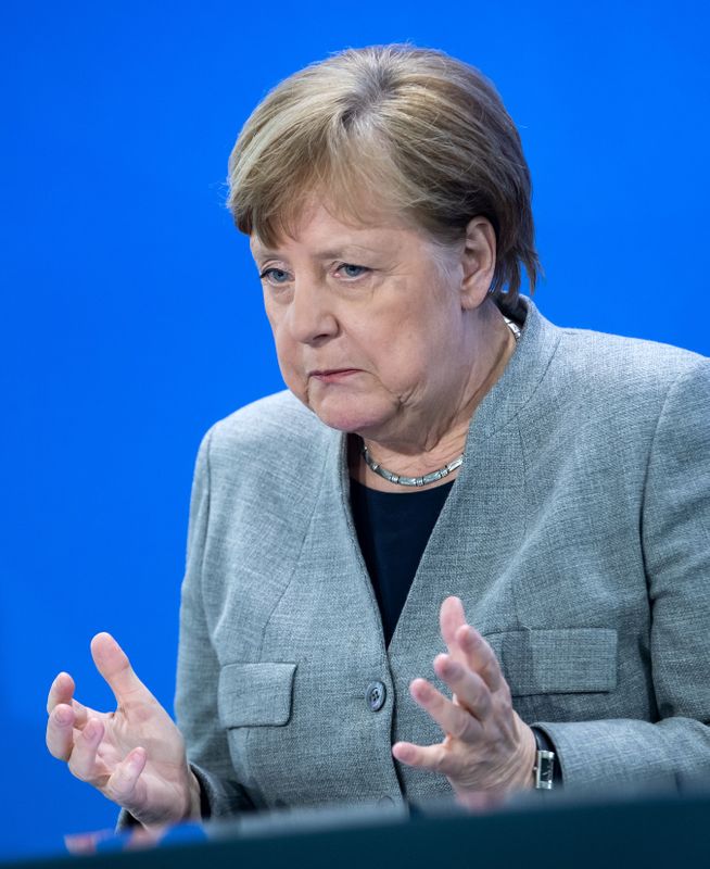 &copy; Reuters. ميركل: ألمانيا تمدد فترة التباعد الاجتماعي حتى 3 مايو على الأقل