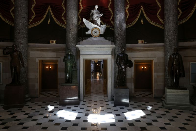 © Reuters. Statuary Hall, normally a busy spot for visitors and lawmakers, is empty during the coronavirus disease (COVID-19) outbreak in Washington