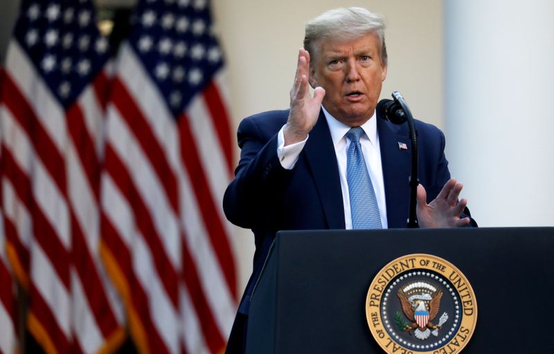 &copy; Reuters. U.S. President Trump leads daily coronavirus response briefing at the White House in Washington