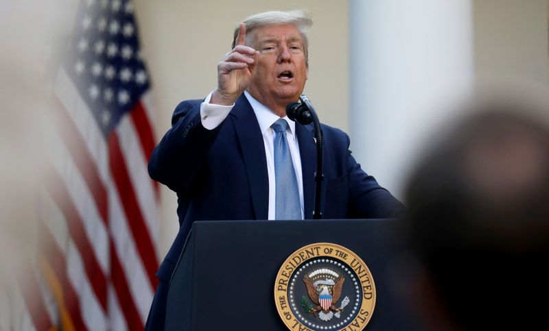 &copy; Reuters. Президент США Дональд Трамп во время выступления в Белом доме в Вашингтоне