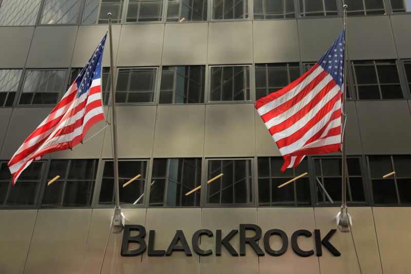 &copy; Reuters. A sign for BlackRock Inc hangs above their building in New York