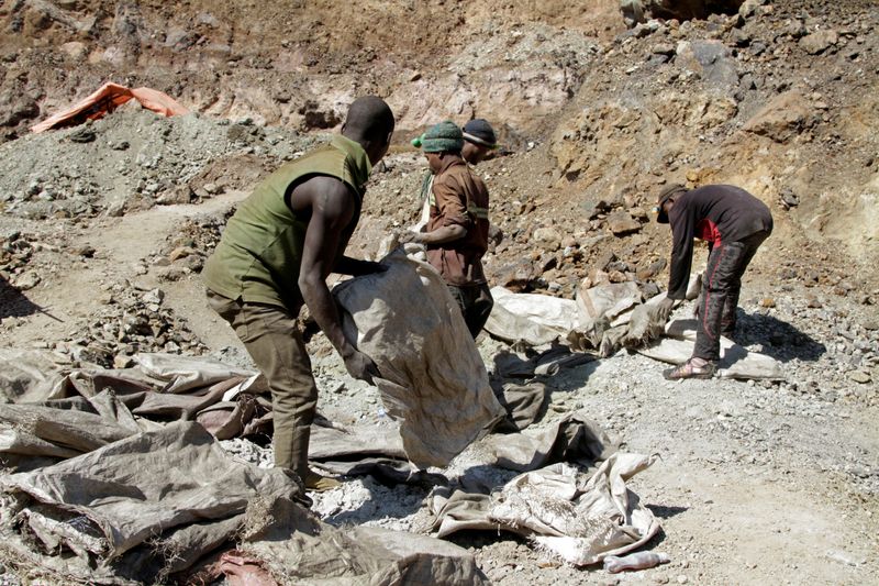 &copy; Reuters. FILE PHOTO: Artisanal miners work at the Tilwizembe outside of Kolwezi