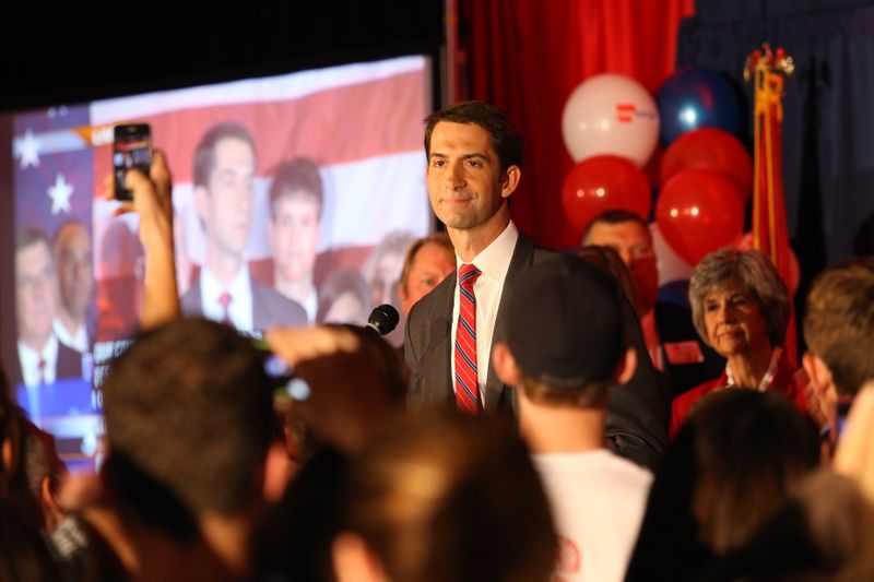 &copy; Reuters. Republican Tom Cotton speaks after the results of the midterm elections in North Little Rock, Arkansas