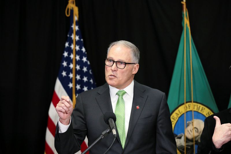 &copy; Reuters. Regional leaders announce measures to combat the spread of novel coronavirus during a news conference in Seattle