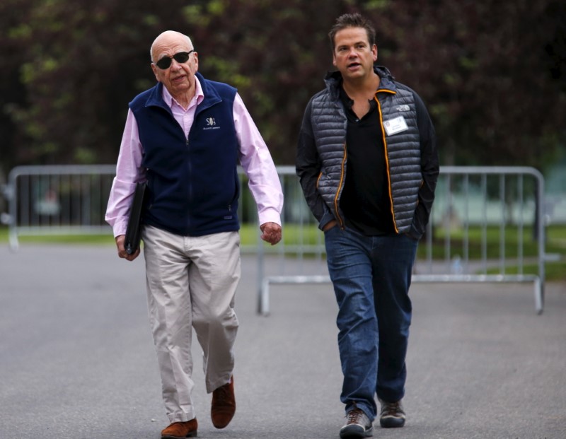 &copy; Reuters. 21st Century Fox Executive Co-Chairmen Rupert and Lachlan Murdoch attend the first day of the annual Allen and Co. media conference in Sun Valley