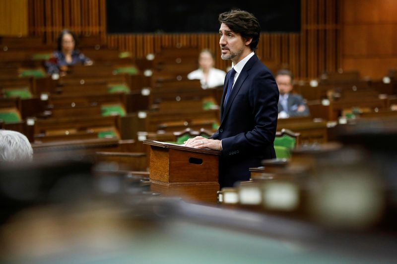 &copy; Reuters. Canada&apos;s Prime Minister Justin Trudeau speaks in the House of Commons on Parliament Hill in Ottawa