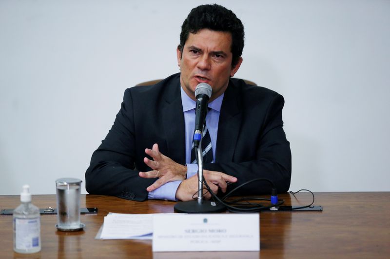 &copy; Reuters. Ex-juiz Sergio Moro durante anúncio do pedido demissão do cargo de ministro da Justiça