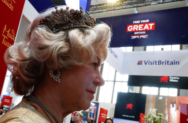 &copy; Reuters. Madame Tussauds feature wax figure of Britain&apos;s Queen Elizabeth is seen at the booth of Britain during the International Tourism Trade Fair ITB in Berlin