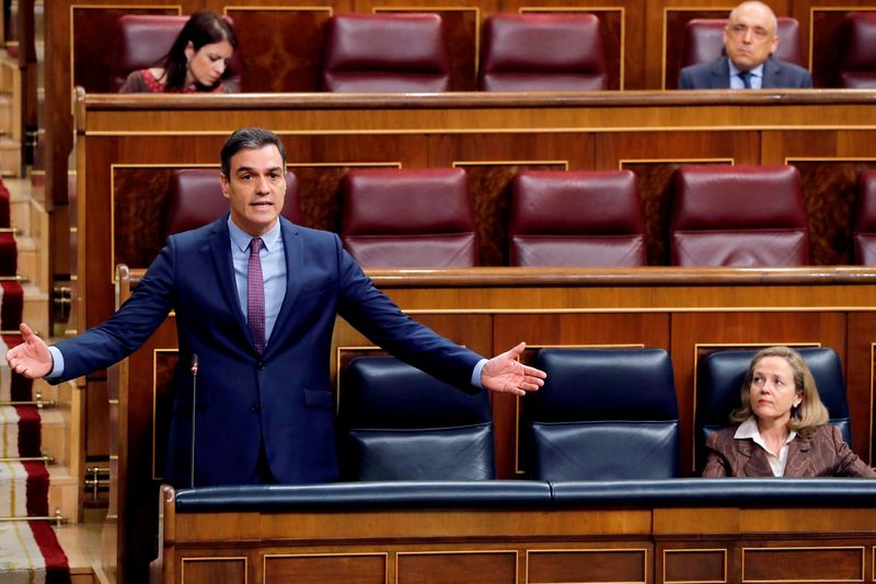 &copy; Reuters. Premiê da Espanha, Pedro Sánchez, no Parlamento em Madri