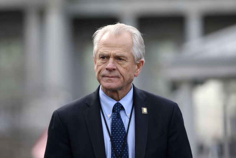 &copy; Reuters. FILE PHOTO: White House trade adviser Peter Navarro listens to a news conference outside of the West Wing of the White House