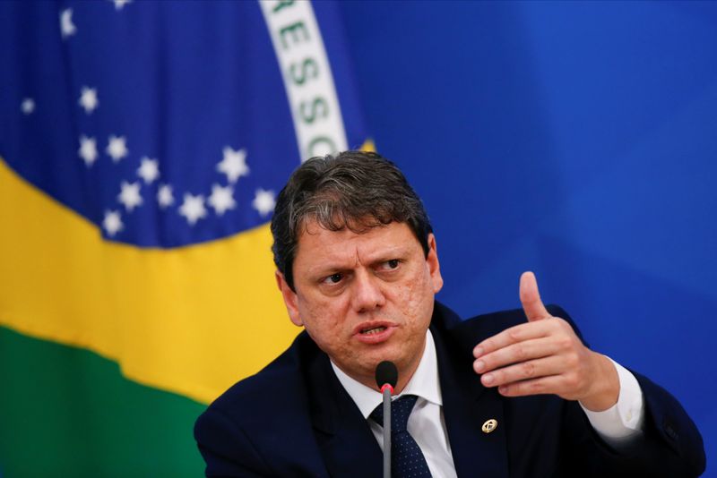 &copy; Reuters. Ministro da Infraestrutura, Tarcísio Freitas, em Brasília